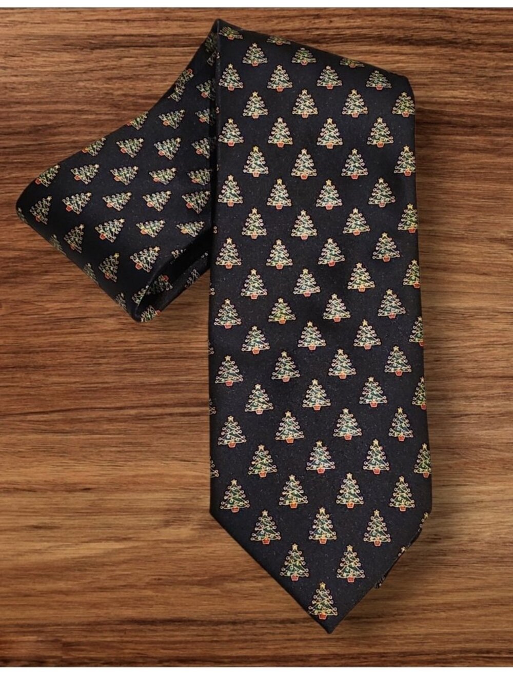 Men’s Holiday Dress Tie Christmas Tree Pattern Classic Black